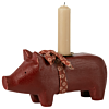 Maileg Holzschwein - Leuchter für 1 Kerze - Rot, medium. Weihnachtsatmosphäre Maileg