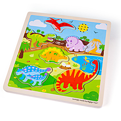 Puzzle mit Ton - Dinosaurier - Bigjigs. Holzspielzeug für Kleinkinder.