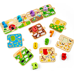 Puzzle - Zählen lernen 1 bis 10 - Bauernhof - Bigjigs. Spielzeug