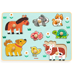 Djeco - Puzzle mit Knöpfen - Dog'n'Co - 8 Teile. Spielzeug