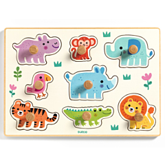Djeco - Puzzle mit Knöpfen - Hippo'n'Co - 8 Teile. Spielzeug