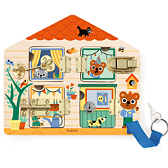 Djeco - Aktivitätstafel - Häuser mit Schlössern - Cabanalock. Spielzeug