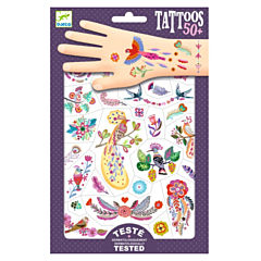Klebe-Tattoos - Bright birds - Djeco, lustiges Spielzeug