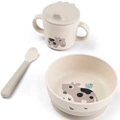 Done by deer - Foodie first meal Geschirr mit Saugfuß - Tiny farm - Sand