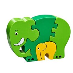 Puzzle - Elefantmutter mit Kind (Fair Trade) - Grün - Lanka Kade