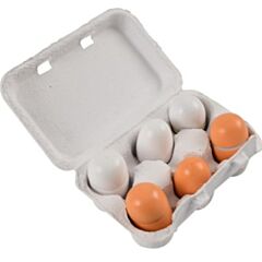 Kaufladen - Eierkarton mit 6 Eier aus Holz - Spielzeug
