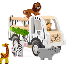 Zoo Auto aus Holz mit Gummiräder und Tiere - Magni. Spielzeug