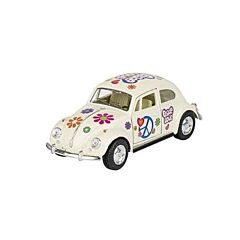 Spielzeugauto - VW Classical Beetle (1967) - Hippie - Weiß