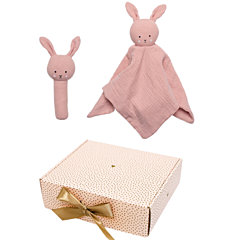 Jabadabado - Geschenkbox Bunny rosa - Schmusetuch und Rassel. Taufgeschenk