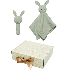 Jabadabado - Geschenkbox Bunny Grün - Schmusetuch und Rassel. Taufgeschenk