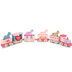 Konges slöjd - Zug aus Holz - Einhorn - Pink. Spielzeug