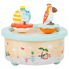 Spieluhr - Papagei und Elefant. Taufgeschenk