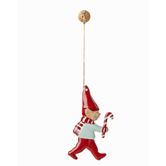 Maileg Weihnachts ornament - Weihnachtswichtel mit Zuckerstange, Metall. Weihnachten