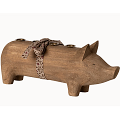 Maileg Schwein - Adventsleuchter aus Holz - Natur. Weihnachten