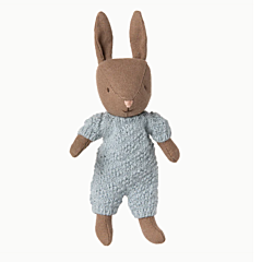 Maileg Hase - Mikro, braun - Blauer Strickanzug. Spielzeug, Taufgeschenk