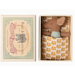 Maileg - Maus Junge in Streichholzschachtel - Sleepy wakey baby, Blau. Spielzeug