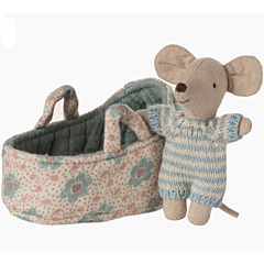 Maileg - Babymaus in Tragetasche - Blau. Spielzeug