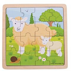 Puzzle - Schafe und Lämmer - 16 Teile - Bigjigs