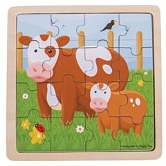 Puzzle - Kuh und ein Kalb - 16 Teile - Bigjigs