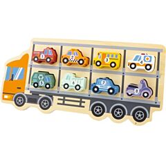 Puzzle - Autotransporter mit 8 Fahrzeugen. Spielzeug