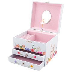 Schmuckkästchen mit Spieluhr, 2 Schubladen - Ballerina - groß. Kinderzimmer, Taufgeschenk