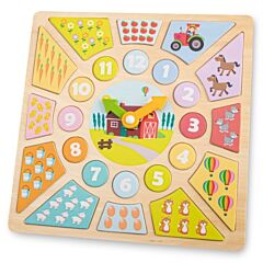Puzzle - Die Uhr lernen - Farm - New Classic Toys