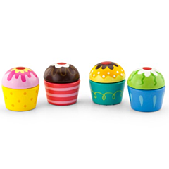 Kaufladen - Cupcakes aus Holz - 4 St. Tolles Spielzeug